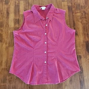 Checkered Print Sleeveless Collared Button Shirt Size XL